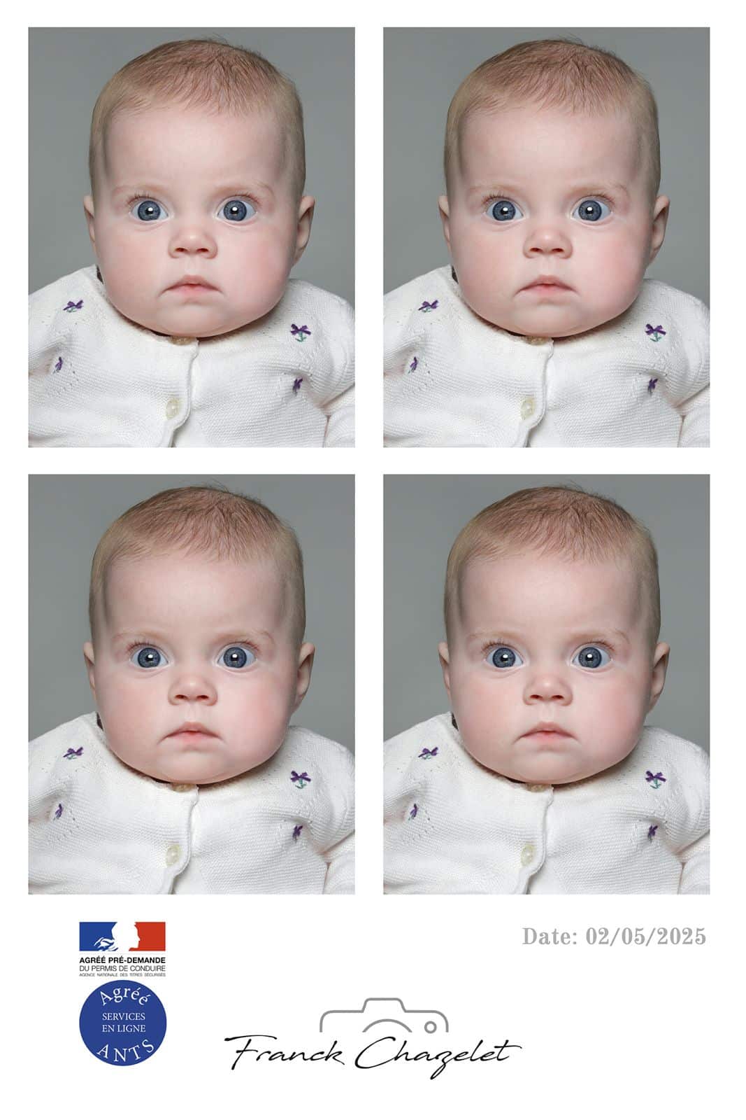 Photos officielles d'identité d'un bébé par Franck Chazelet